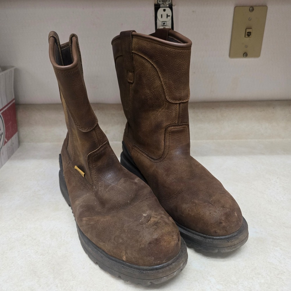 Rocky Mens Brown Leather Waterproof Composite Toe Work Boots Size 11